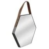 Hanging Hexagon Mirror With Faux Leather Strap, 14x18 -Luxeframe Shop hanging hexagon mirror with faux leather strap 14x18 1