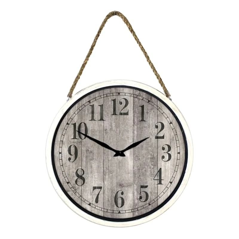 Hanging White Plank Clock, 16" 1 Hanging White Plank Clock, 16"