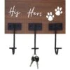 His, Hers, Pawprint Wooden Sign With Hooks, 7x9 -Luxeframe Shop his hers pawprint wooden sign with hooks 7x9 1