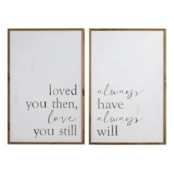 Honeybloom 2-Piece Glass Framed Love You Then Still & Always Will Wall Art, 24x36
