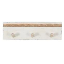 Honeybloom 3-Hook White Wooden Wall Hook, 16"