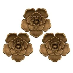 Honeybloom 3-Piece Metallic Flower Wall Art