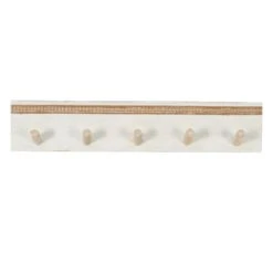 Honeybloom 5-Hook White Wooden Wall Hook, 24"