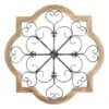 Honeybloom Barbed Quatrefoil Scroll Medallion Natural Wood Wall Decor, 36" -Luxeframe Shop honeybloom barbed quatrefoil scroll medallion natural wood wall decor 36