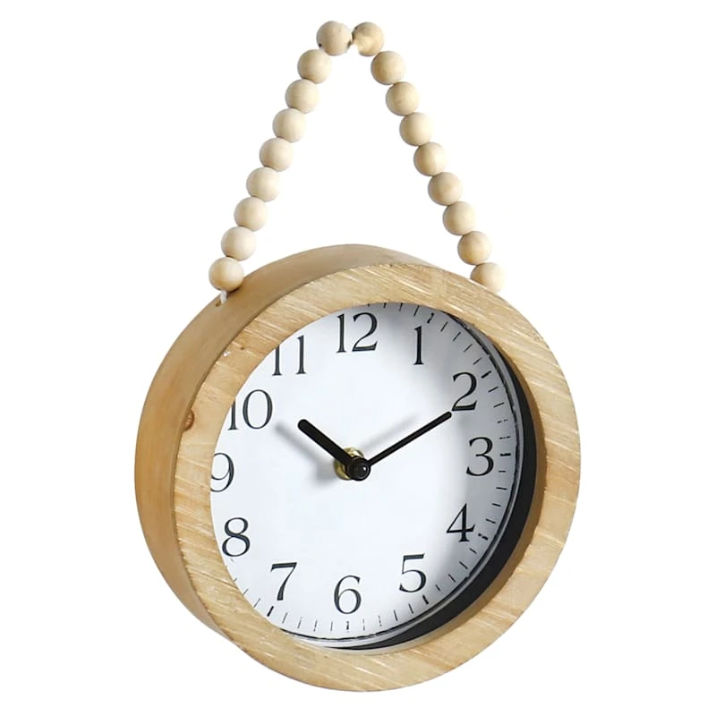 Honeybloom Beaded Tan Wall Clock, 7x11 1 Honeybloom Beaded Tan Wall Clock, 7x11