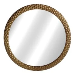 Honeybloom Bronze Metal Round Wall Mirror, 27"