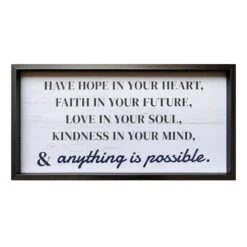 Honeybloom Framed Have Hope Canvas Wall Sign, 25x13