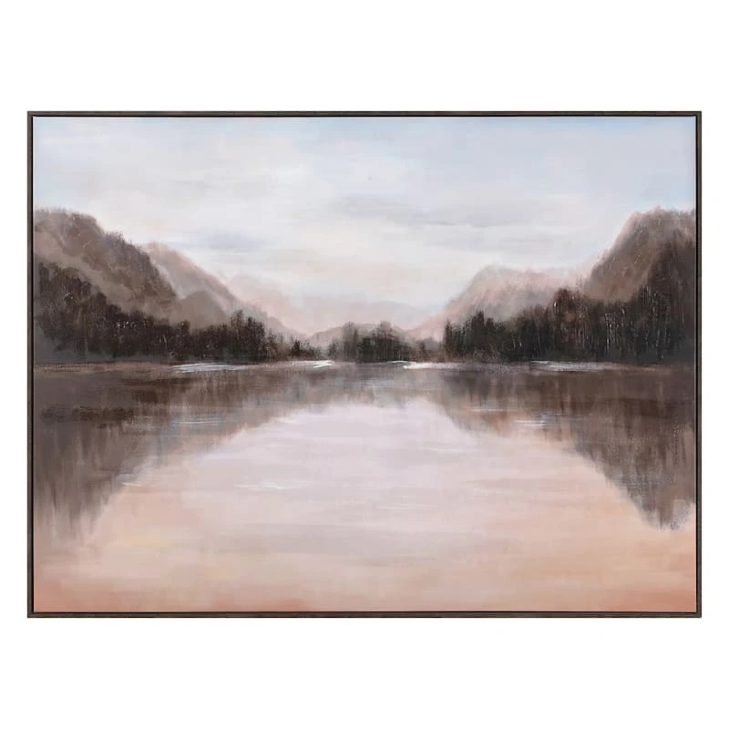 Honeybloom Framed Lake Landscape Canvas Wall Art, 48x36 1 Honeybloom Framed Lake Landscape Canvas Wall Art, 48x36