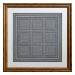 Honeybloom Glass Framed Blue & White Abstract Tile Print Wall Art, 27"