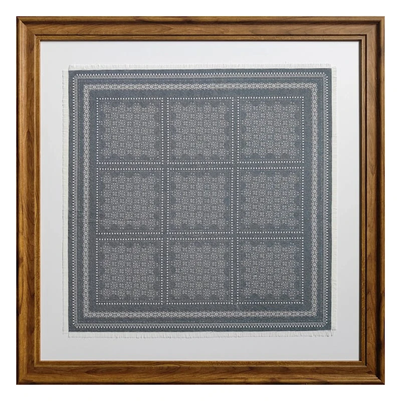 Honeybloom Glass Framed Blue & White Abstract Tile Print Wall Art, 27" 1 Honeybloom Glass Framed Blue & White Abstract Tile Print Wall Art, 27"