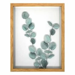 Honeybloom Glass Framed Botanical Leaves Wall Decor, 11x14