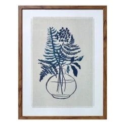 Honeybloom Glass Framed Navy Blue Botanical Print Wall Art, 19x25