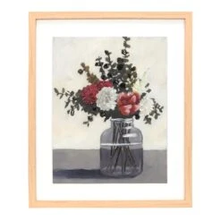Honeybloom Glass Framed Raised Floral Print Wall Art, 19x23