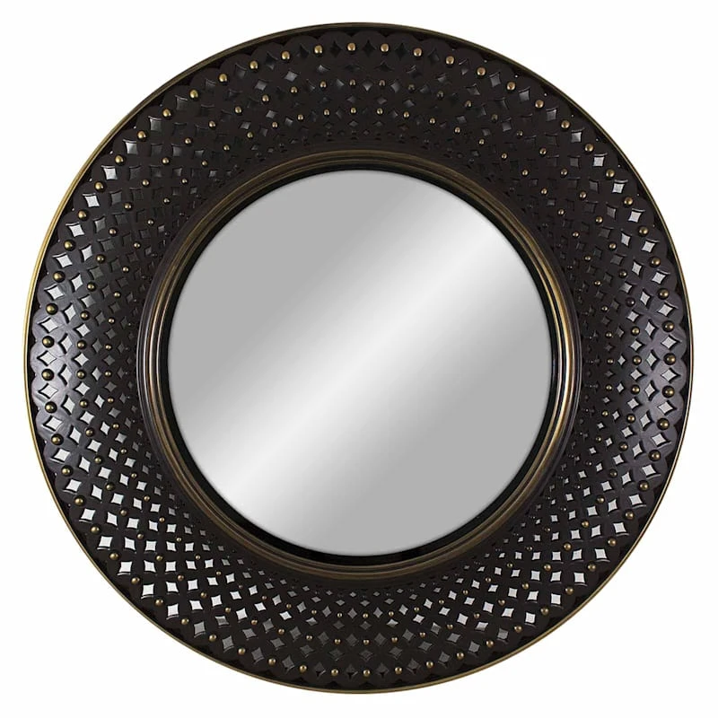 Interlocked Circle Overlay Round Wall Mirror, 16" 1 Interlocked Circle Overlay Round Wall Mirror, 16"