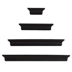 Kate 4-Piece Black Wooden Wall Ledge Set