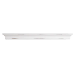 Kate Distressed White Wooden Wall Ledge, 24"