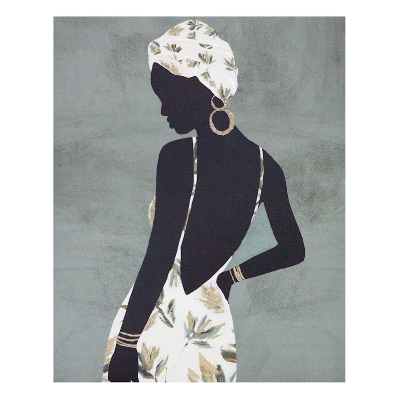 Lady In Palm Leave Dress Canvas Wall Art, 16x20 1 Lady In Palm Leave Dress Canvas Wall Art, 16x20