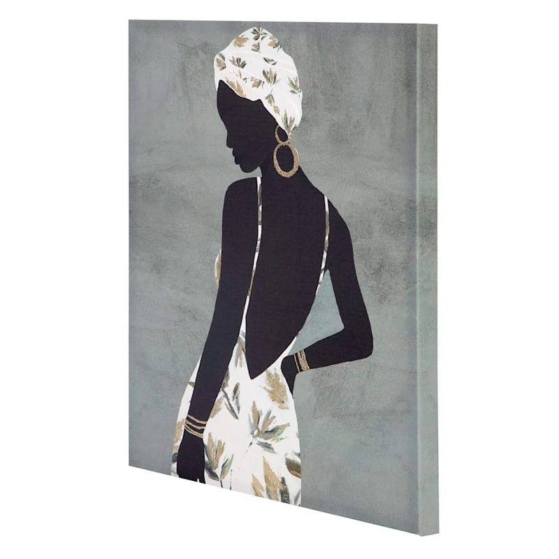 Lady In Palm Leave Dress Canvas Wall Art, 16x20 2 Lady In Palm Leave Dress Canvas Wall Art, 16x20 - Image 2