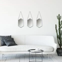 Laila Ali 3-Piece Hanging Hexagon Wall Mirror Set, 7x12 -Luxeframe Shop laila ali 3 piece hanging hexagon wall mirror set 7x12 3