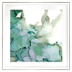 Laila Ali Glass Framed Emerald Abstract Wall Art, 26"