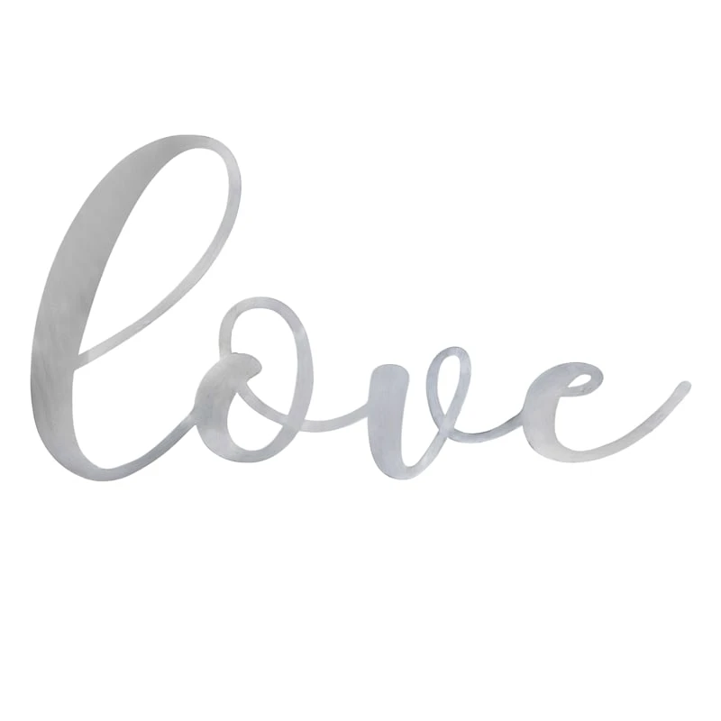 Laila Ali Silver Metal Love Cutout Wall Sign, 39x21 1 Laila Ali Silver Metal Love Cutout Wall Sign, 39x21