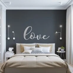 Laila Ali Silver Metal Love Cutout Wall Sign, 39x21 4 Laila Ali Silver Metal Love Cutout Wall Sign, 39x21 -Luxeframe Shop laila ali silver metal love cutout wall sign 39x21 2