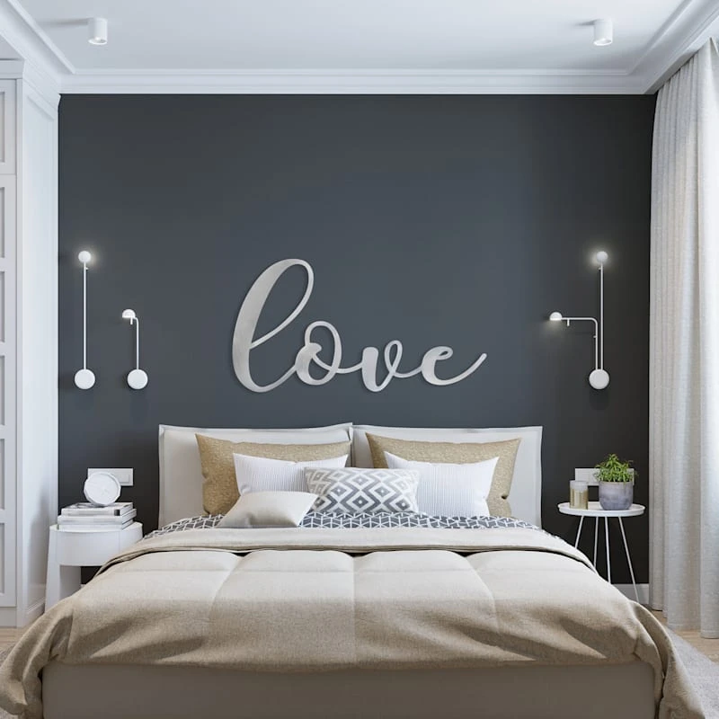 Laila Ali Silver Metal Love Cutout Wall Sign, 39x21 2 Laila Ali Silver Metal Love Cutout Wall Sign, 39x21 - Image 2