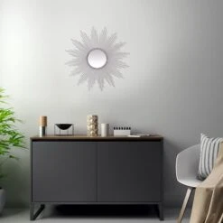Laila Ali Silver Round Burst Wall Mirror, 24" -Luxeframe Shop laila ali silver round burst wall mirror 24 1