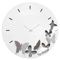 Laila Ali White Butterfly Wall Clock, 24"