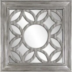 Lattice Engraved Wood-Look Framed Gallery Wall Mirror, 32.5"