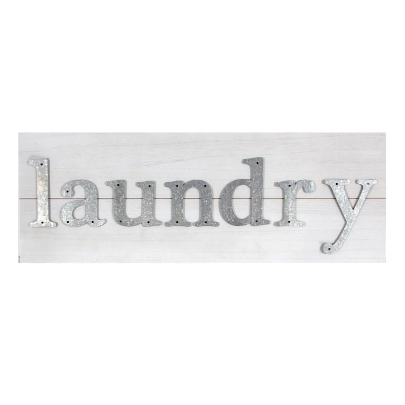 Laundry Wood & Metal Wall Art, 10x28 1 Laundry Wood & Metal Wall Art, 10x28
