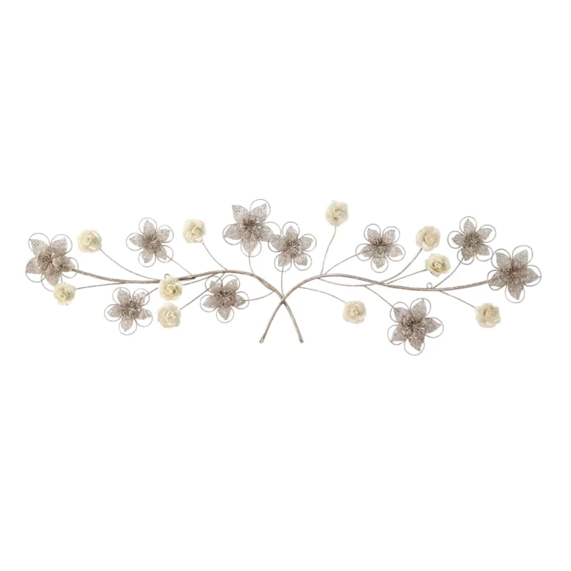 Metal Curved Flower Wall Art, 45x15 1 Metal Curved Flower Wall Art, 45x15