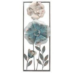 Metal Dimensional Flower Frame Wall Art, 14x36