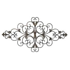 Metal Silver Fleur De Lis Wall Decor, 47x26