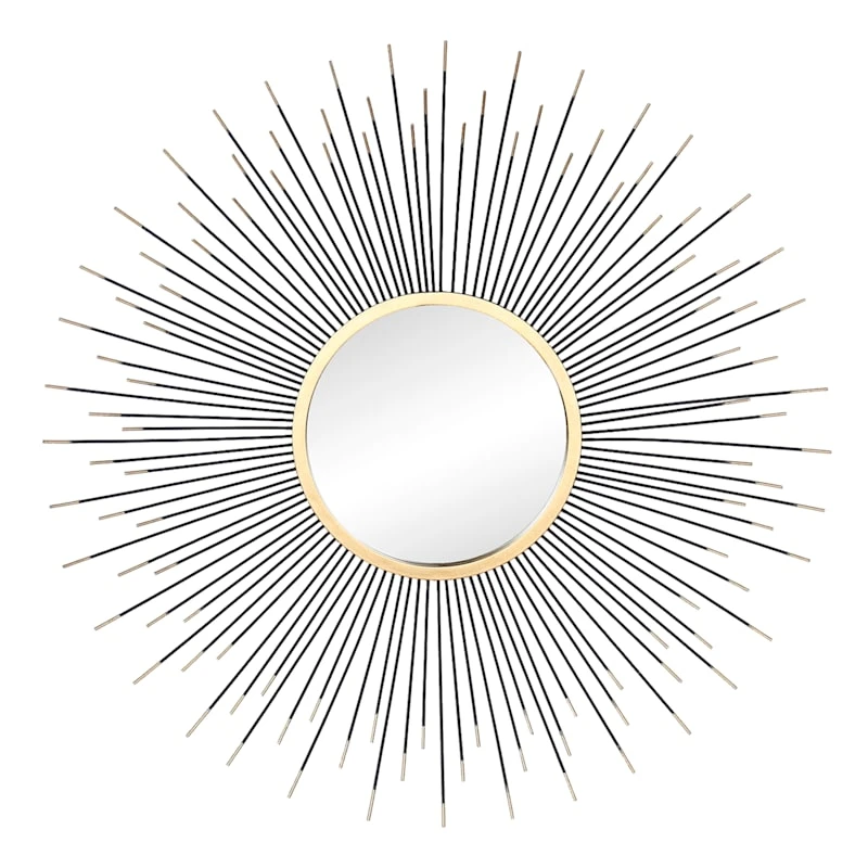 Metal Sunburst Wall Mirror, 28" 1 Metal Sunburst Wall Mirror, 28"