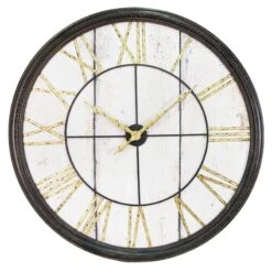 Metal & Wood Round Wall Clock, 40"