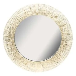 Mother Of Pearl Framed Gallery Round Wall Mirror, 30"