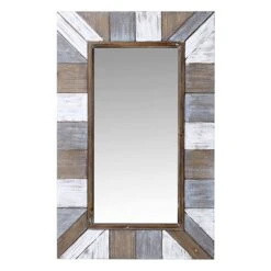 Multicolored Wood Striped Wall Mirror, 22x36
