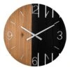 Natural & Black Wooden Wall Clock, 24" -Luxeframe Shop natural black wooden wall clock 24