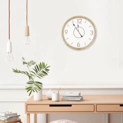 Natural Round Wall Clock, 24" -Luxeframe Shop natural round wall clock 24 1