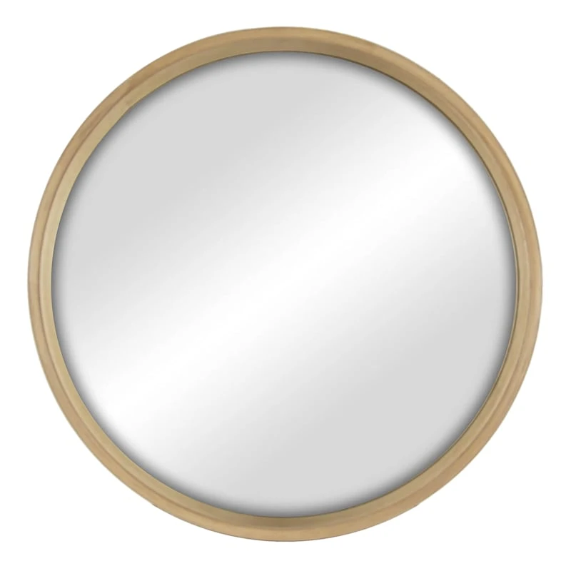 Natural Wood Round Wall Mirror, 18" 1 Natural Wood Round Wall Mirror, 18"