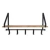 Natural Wooden Wall Shelf With Hooks, 24" -Luxeframe Shop natural wooden wall shelf with hooks 24