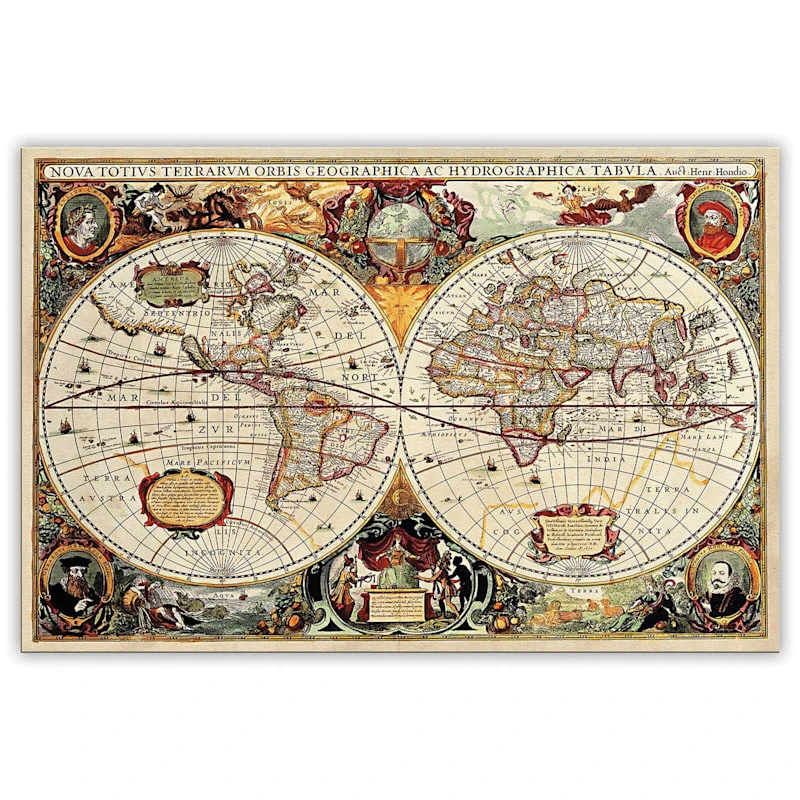 Old World Map Canvas Wall Art, 24x36 1 Old World Map Canvas Wall Art, 24x36