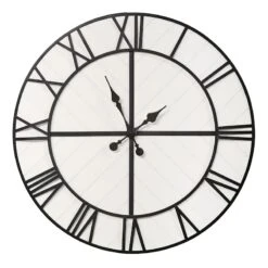 Oversized Henry Black & White Wood Wall Clock, 31.5"
