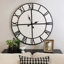 Oversized Henry Black & White Wood Wall Clock, 31.5" -Luxeframe Shop oversized henry black white wood wall clock 31.5 4