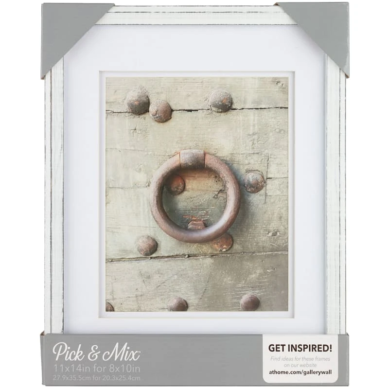 Pick & Mix 11x14 Matted To 8x10 Thin Linear Wall Frame, Whitewash 2 Pick & Mix 11x14 Matted To 8x10 Thin Linear Wall Frame, Whitewash - Image 2