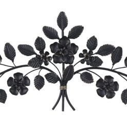 Providence Black Metal Floral Wall Art, 15x45 -Luxeframe Shop providence black metal floral wall art 15x45 2