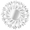 Providence Round Silver Metal Leaf Wall Mirror, 30" -Luxeframe Shop providence round silver metal leaf wall mirror 30