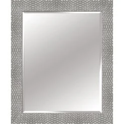 Rectangle Solid Wood Waves Silver Wall Mirror, 36x46