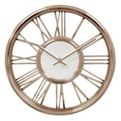 Rose Gold Chrome Round Wall Clock With Cutout Numbers, 14"